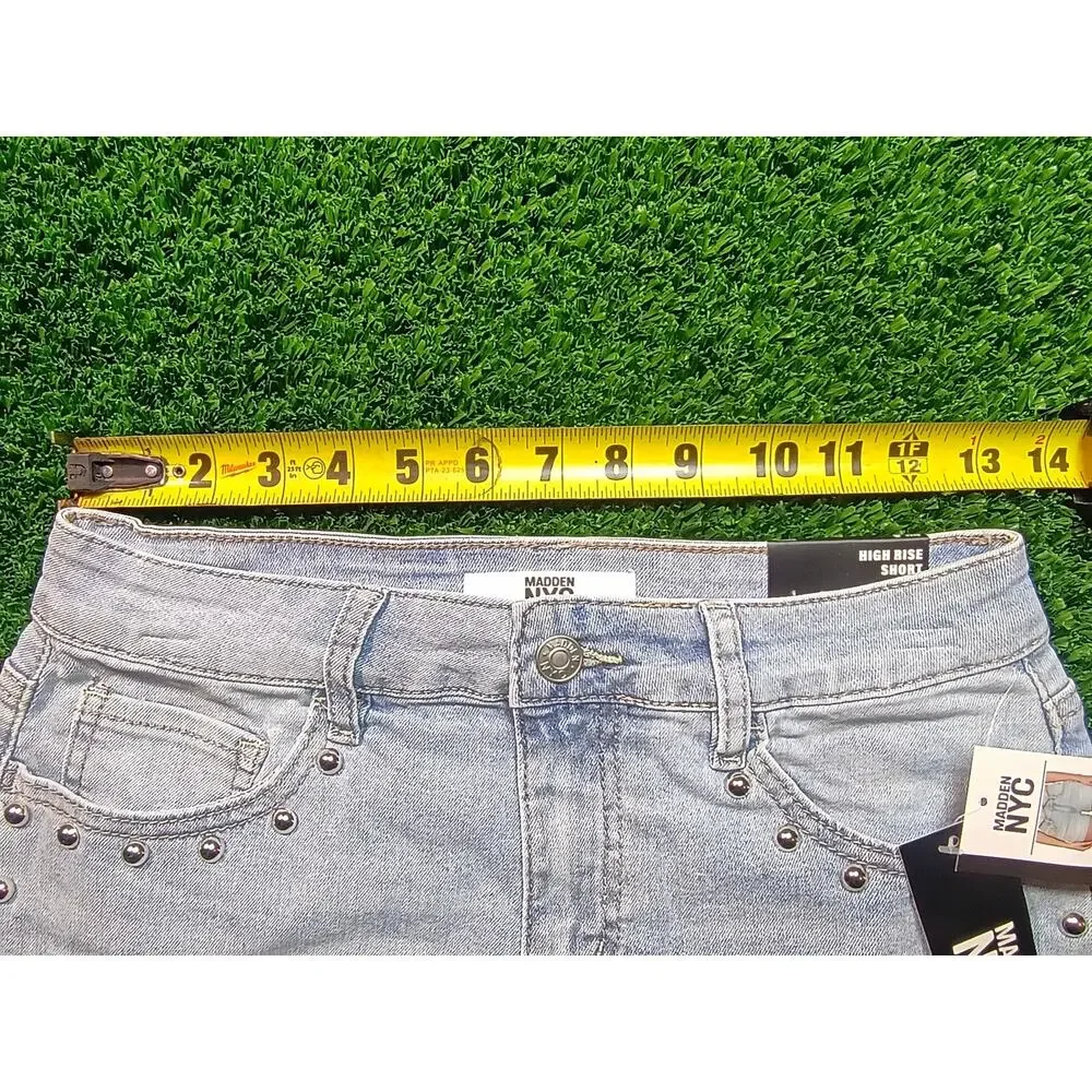 Madden NYC Light Wash Studded Denim Shorts - Size 4 NWT
